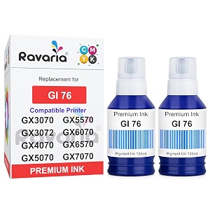 gi 76 compatible ink for canon maxify gx3070 gx3072 gx4070 gx5070 gx5570 gx6070 gx6570 gx7070 printer gi 76 cyan ink 2 pcs