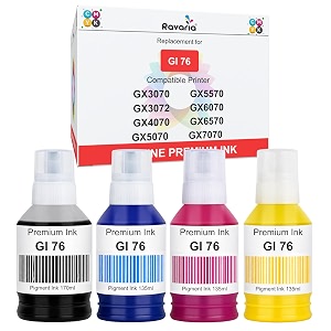 gi 76 compatible ink for canon maxify gx3070 gx3072 gx4070 gx5070 gx5570 gx6070 gx6570 gx7070 printer gi 76 ink set 4 color