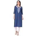 GIA Denim Kurtis for Women Delicate Embroidery
