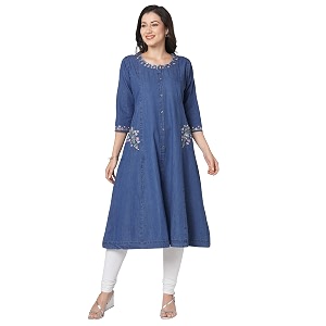 GIA Denim Little Embroidery Kurti