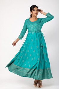 gianna women embroidered flared kurta