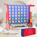 Giant 4 Row Game with Carrying Bag and Mesh Fabric .Giant 4-to-Score Game Set Suitable for Indoor and Outdoor Holiday Parties and Family Gatherings.（red）