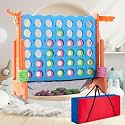 Giant 4 Row Game with Carrying Bag and Mesh Fabric .Giant 4-to-Score Game Set Suitable for Indoor and Outdoor Holiday Parties and Family Gatherings.（Orange）