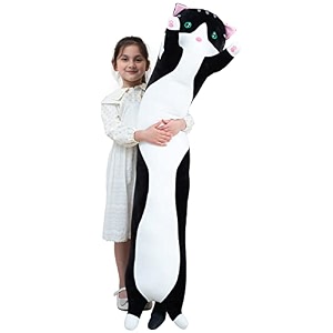 giant cat pillow plush cartoon kitty sleeping hugging pillow cuddly soft long cat body pillow gift for kids girlfriend