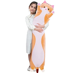 giant cat pillow plush cartoon kitty sleeping hugging pillow cuddly soft long cat body pillow gift for kids girlfriend