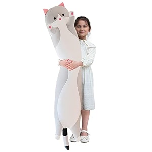 giant cat pillow plush cartoon kitty sleeping hugging pillow cuddly soft long cat body pillow gift for kids girlfriend