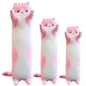 Giant Cat Pillow Plush Cartoon Kitty Sleeping Hugging Pillow, Cuddly Soft Long Cat Body Pillow Gift for Kids Girlfriend