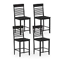 GIANTEX Counter Height Bar Stools Set of 4, 24 Inch Wooden Farmhouse Bar Chairs w/Slatted Back, Footrests, Solid Wood Barstools for Kitchen Island, Dining Room, Pub, Dark Gray