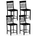 GIANTEX Counter Height Bar Stools Set of 4, 24 Inch Wooden Farmhouse Bar Chairs w/Slatted Back, Footrests, Solid Wood Barstools for Kitchen Island, Dining Room, Pub, Black