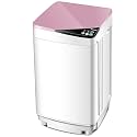 Giantex Full-Automatic Washing Machine Portable Washer and Spin Dryer 7.7 lbs Capacity Compact Laundry Washer with Built-in Barrel Light Drain Pump and Long Hose for Apartments Camping (White &amp; Pink)