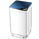 Giantex Full-Automatic Washing Machine Portable Washer and Spin Dryer 7.7 lbs Capacity Compact Laundry Washer with Built-in Barrel Light Drain Pump and Long Hose for Apartments Camping (White & Blue)