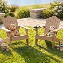 GIANTEX Kids Adirondack Chair, All-Weather HIPS Children's Outdoor Chair with Tilted High Backrest, Toddler Beach Chair for Garden Patio Backyard, Kids Lawn Chairs for Age 3-7 (2,Teak)