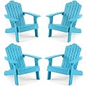 GIANTEX Kids Adirondack Chair, All-Weather HIPS Children's Outdoor Chair with Tilted High Backrest, Toddler Beach Chair for Garden Patio Backyard, Kids Lawn Chairs for Age 3-7 (4,Turquoise)