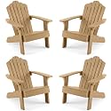 GIANTEX Kids Adirondack Chair, All-Weather HIPS Children's Outdoor Chair with Tilted High Backrest, Toddler Beach Chair for Garden Patio Backyard, Kids Lawn Chairs for Age 3-7 (4,Teak)