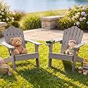 GIANTEX Kids Adirondack Chair, All-Weather HIPS Children's Outdoor Chair with Tilted High Backrest, Toddler Beach Chair for Garden Patio Backyard, Kids Lawn Chairs for Age 3-7 (2,Gray)