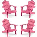 GIANTEX Kids Adirondack Chair, All-Weather HIPS Children's Outdoor Chair with Tilted High Backrest, Toddler Beach Chair for Garden Patio Backyard, Kids Lawn Chairs for Age 3-7 (4,Pink)