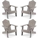 GIANTEX Kids Adirondack Chair, All-Weather HIPS Children's Outdoor Chair with Tilted High Backrest, Toddler Beach Chair for Garden Patio Backyard, Kids Lawn Chairs for Age 3-7 (4,Gray)