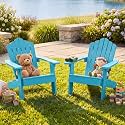 GIANTEX Kids Adirondack Chair, All-Weather HIPS Children's Outdoor Chair with Tilted High Backrest, Toddler Beach Chair for Garden Patio Backyard, Kids Lawn Chairs for Age 3-7 (2,Turquoise)