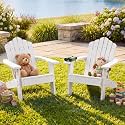 GIANTEX Kids Adirondack Chair, All-Weather HIPS Children's Outdoor Chair with Tilted High Backrest, Toddler Beach Chair for Garden Patio Backyard, Kids Lawn Chairs for Age 3-7 (2,White)