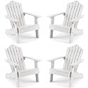 GIANTEX Kids Adirondack Chair, All-Weather HIPS Children's Outdoor Chair with Tilted High Backrest, Toddler Beach Chair for Garden Patio Backyard, Kids Lawn Chairs for Age 3-7 (4,White)