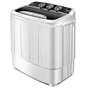 Giantex Portable Compact 13 Lbs Mini Twin Tub Washing Machine Washer Spin Dryer (Black&White)