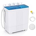 Giantex Portable Washing Machine, 20 LBS Washer &amp; Spinner Combo with Built-in Drain Pump &amp; Time Control, Compact Twin Tub 12 LBS Washing &amp; 8 LBS Spin Drying for Apartment Dorm RV (Blue+White)