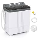 Giantex Portable Washing Machine, 20 LBS Washer & Spinner Combo with Built-in Drain Pump & Time Control, Compact Twin Tub 12 LBS Washing & 8 LBS Spin Drying for Apartment Dorm RV (Grey+White)