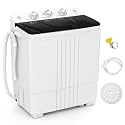 Giantex Portable Washing Machine, 20 LBS Washer &amp; Spinner Combo with Built-in Drain Pump &amp; Time Control, Compact Twin Tub 12 LBS Washing &amp; 8 LBS Spin Drying for Apartment Dorm RV (Black+White)
