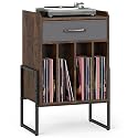 GIANTEX Record Player Stand with Drawer, Rustic Brown