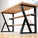 Giantjellies K Shape Heavy Duty Metal Table Legs Set of 2, 28" H×20" W Black Iron Table Legs with Adjustable Foot Pads,1000LBS Load Capacity for Desk/Dining Table/Bench