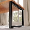 Giantjellies Square Shape Heavy Duty Metal Table Legs Set of 2, 28" H×35" W Black Iron Table Legs with Adjustable Foot Pads,1000LBS Load Capacity for Desk/Dining Table/Bench