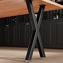 Giantjellies X Shape Heavy Duty Metal Table Legs Set of 2, 28" H×17" W Black Table Legs with Adjustable Foot Pads for Desk Dining Bench