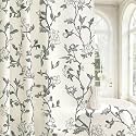 Gibelle Black Floral Cotton Shower Curtain, Cottage Farmhouse Style, 72x84