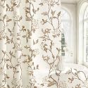 Gibelle Brown Floral Cotton Shower Curtain, Cottage Farmhouse Style, 72x72