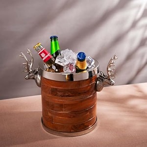 gibox wooden vintage trunk stag bottle holder  decorative display stand bar dcor  wine celler for restaurant and home bar bottle carrier for wine storage  best gift for christmas new year