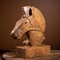 GIBOX Bucephalus Horse Figurine Head Knight Wooden Hand Crafted Decorative Home Bar Library Restaurent Table Accent (Horse Head)