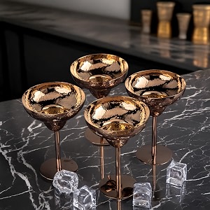 gibox coupe martini glass rose gold  martini glass big  stainless steel champagne flute glass trendy wine glasses for gathering margarita hammered 4 pc