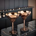 GIBOX Coupe Martini Glass Rose Gold | Martini Glass Big | Stainless Steel Champagne Flute Glass Trendy Wine Glasses for Gathering (Margarita Hammered 2 PC)