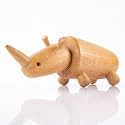 GIBOX Handcrafted Small Wooden Rhino Animal Miniature Asthetic Oak Wood Brown Color Showpiece Intricately Carved Sculpture Figurine for Nature-Inspired Decor &amp; Collection Lovers