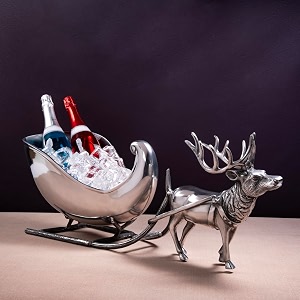 gibox reindeer carriage ice beer wine champagne bucket for home bar parties - liquor bucket with decorative ice holder