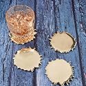 GIBOX Designer Gold Spilled Matt Finish Fancy Metal Anti Slip Tea Coaster (Set of 4) for Kitchen Home &amp; Bar Accessories Home Decor Dinning Gifts Restaurants Living Rooms, Coffee Table