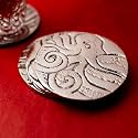 GIBOX Costa Bold Hammered Steel Textured Coasters with Holder Metal Coasters Set Kitchen Table Home Decor Restaurants (Set of 6) Anti Slip Tea Wine Glass Bar Accessories Combo Pack Designer Coaster