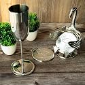 GIBOX Costa Bold Hammered Steel Textured Coasters with Holder Metal Coasters Set Kitchen Table Home Decor Restaurants (Set of 6) Anti Slip Tea Wine Glass Bar Accessories Combo Pack Designer Coaster