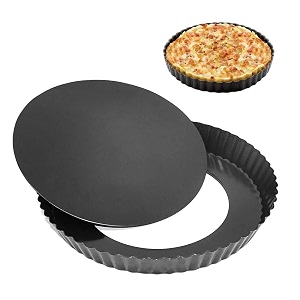 giffy 85 inch non-stick tart quiche pizza pan round pizza cake baking tray carbon steel mold with removable loose bottom tart pie pan black