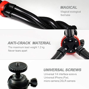 giffy flexible gorillapod tripod with 360 rotating ball head tripod for all dslr cameras max load 15 kgs amp mobile phones  heavy duty mobile holder 12 inch size