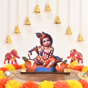 gift kya de decorative lord krishna table top frame baby krishna idol for home and office decorative showpiece  -  152 cm