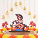 GIFT KYA DE Decorative Lord Krishna Table Top Frame, Baby Krishna Idol for Home And Office Decorative Showpiece  -  15.2 cm