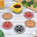 GKD Coaster Set of 6 Bastar Art Wooden Coasters with Proper Coaster Stand Tribal Art Home Decor Coaster Set fit for Tea Cups, Coffee Mugs and Glasses (3.5 X 3.5 Inch) (Bastar Art)