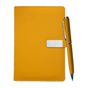 giftana 2 in 1 diary with pen gift set for men and women leather notebook diary amp metal pen birthday gifts for husband brother father new year corporate gift for employee gift set yellow1