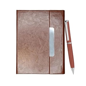 giftana 2 in 1 diary with pen gift set for men and women leather notebook diary amp metal pen birthday gifts for husband brother father new year corporate gift for employee gift set brown3